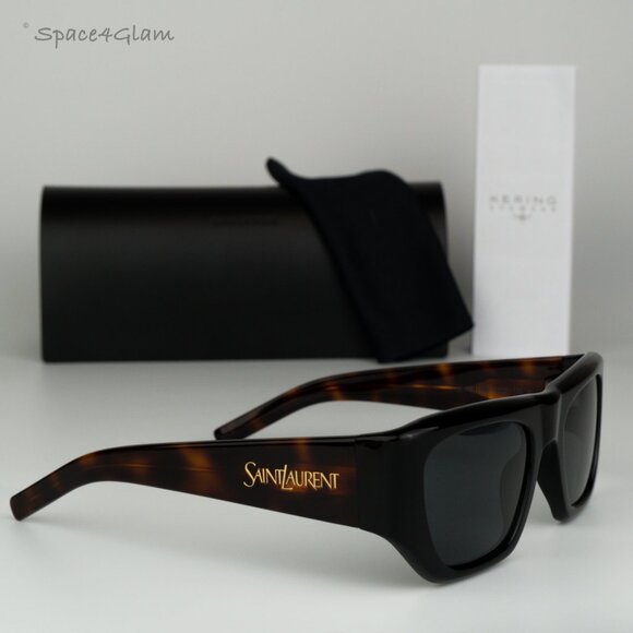 BRAND NEW Saint Laurent SL740 004 Black Havana Square Unisex Sunglasses